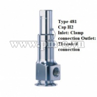 VAN AN TOÀN, Type 481 - Cap H2 - Inlet-Clamp connection - Outlet- Threaded connection