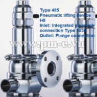 VAN AN TOÀN LESER, Type 485-Pneumatic lifting device H8-Inlet- Integrated pipework-connection Type 5034-Outlet- Flange connection